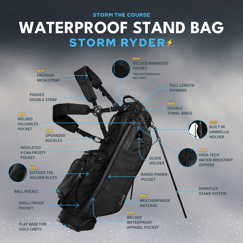 Sunday Golf Storm Ryder Golf Bag BAG410-SR-BLK
