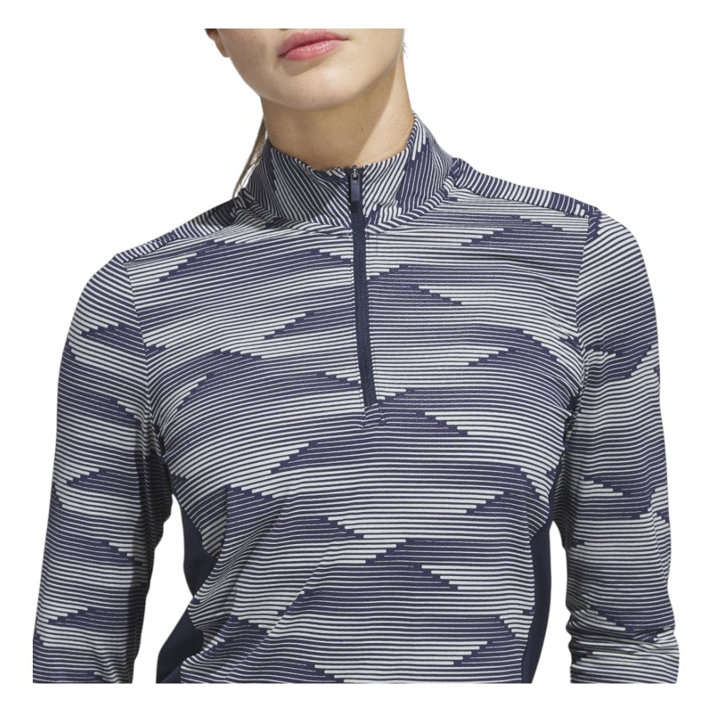 adidas Ladies Ultimate365 Printed Quarter-Zip Mock Golf Polo Shirt IM7886