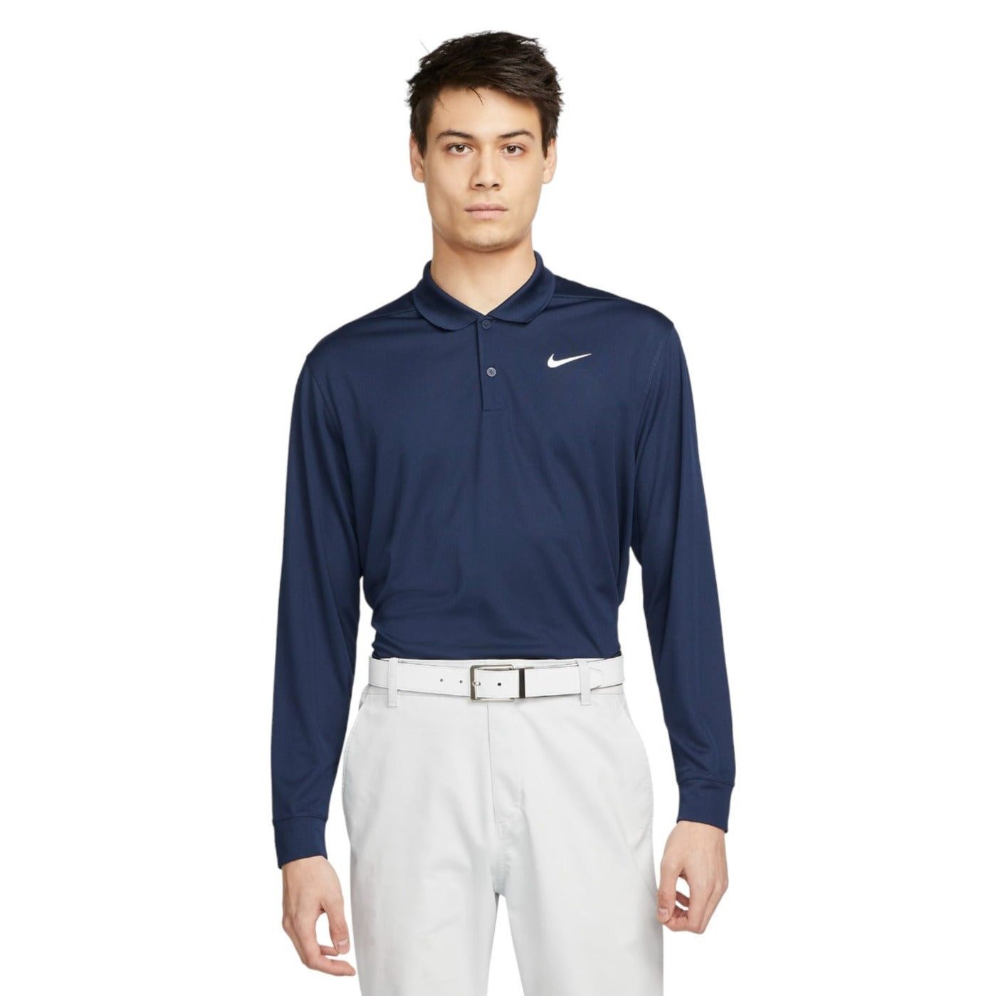 Nike Dri-Fit Victory Solid LS Golf Polo Shirt DN2344 Navy