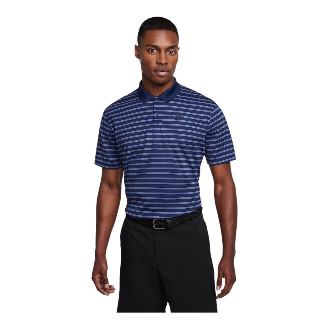 nike blue striped golf shirt