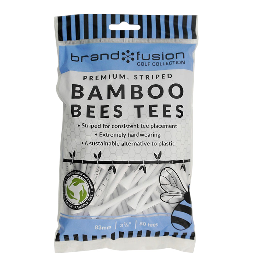 Brand Fusion BeesTees 83mm Striped Bamboo Golf Tees | 80 Pack