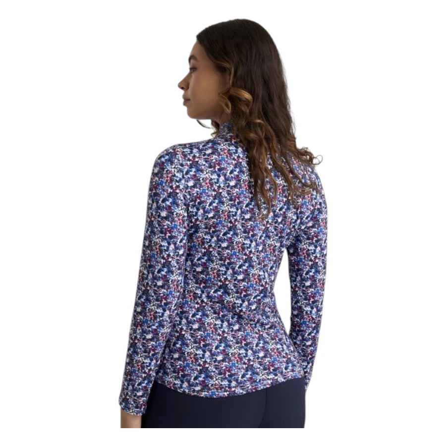 Green Lamb Ladies Soft-Stretch Ditsy Print 1/4 Zip Midlayer AG25093