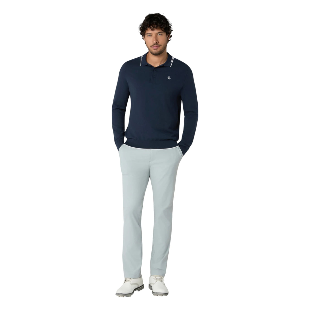 Original Penguin Heritage Knitted LS Golf Polo Shirt OGGFG008