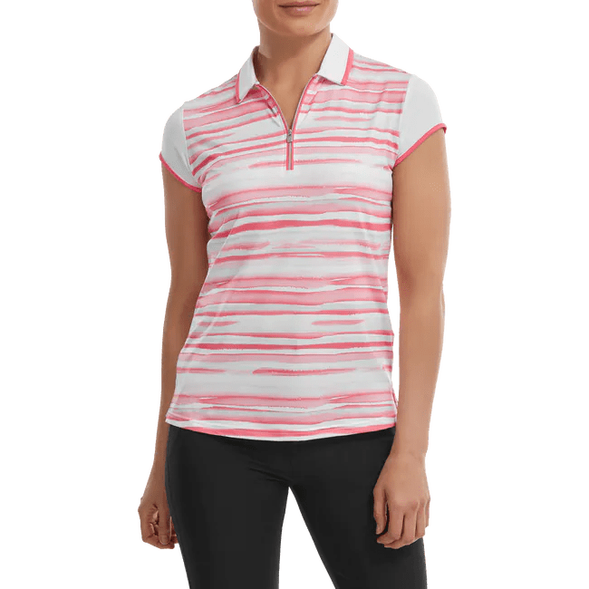 FootJoy Ladies Cap Sleeve Colour Block Lisle Golf Polo Shirt 88466