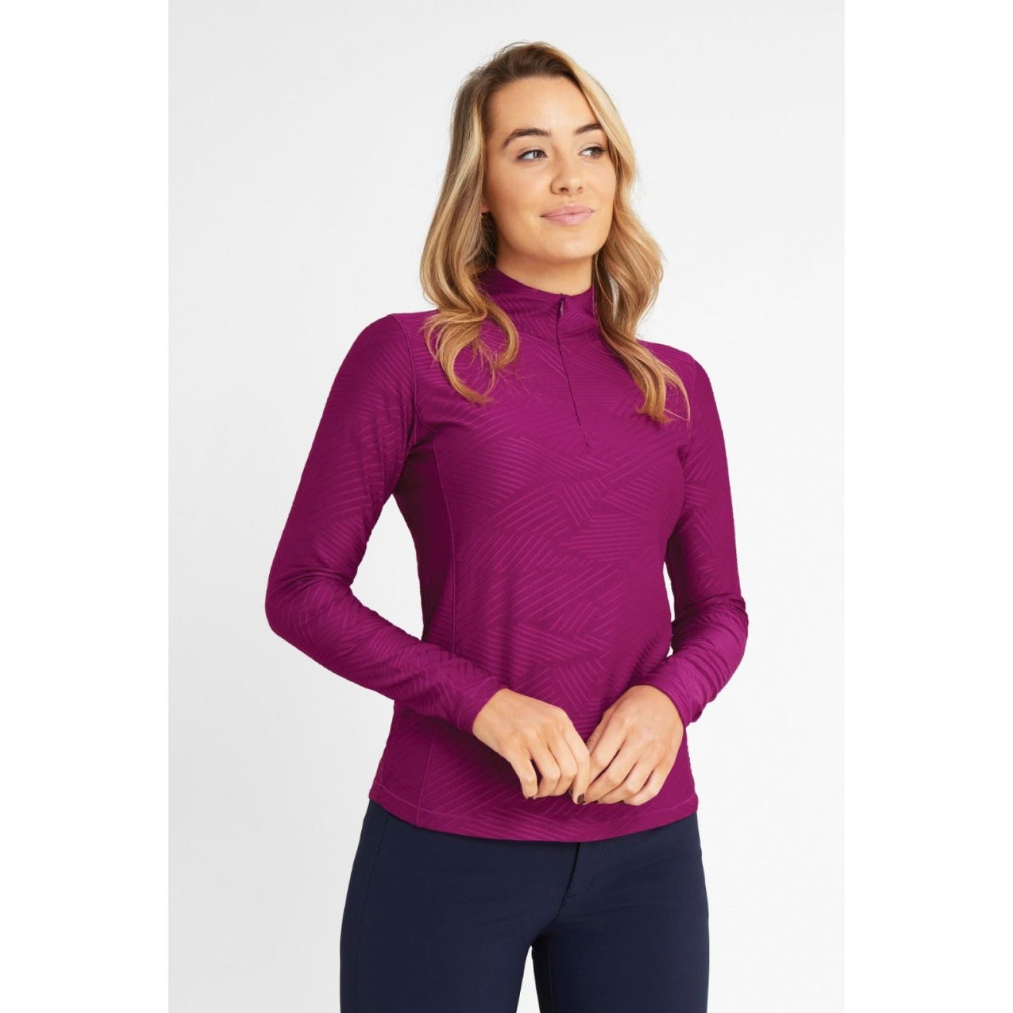 Green Lamb Ladies Giovanna Jacquard Zip Neck Golf Top AG21891