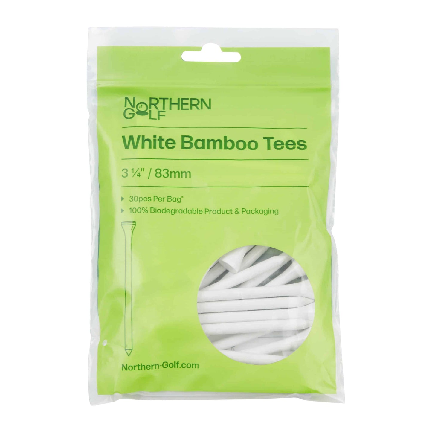 Northern Golf White Bamboo 3 1/4" Tees