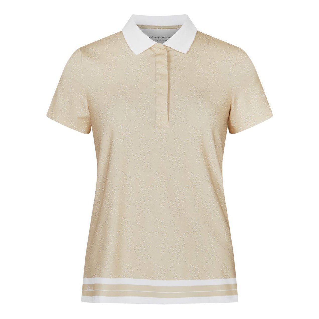 Rohnisch Ladies Sleeveless Deni Golf Polo Shirt beige logo