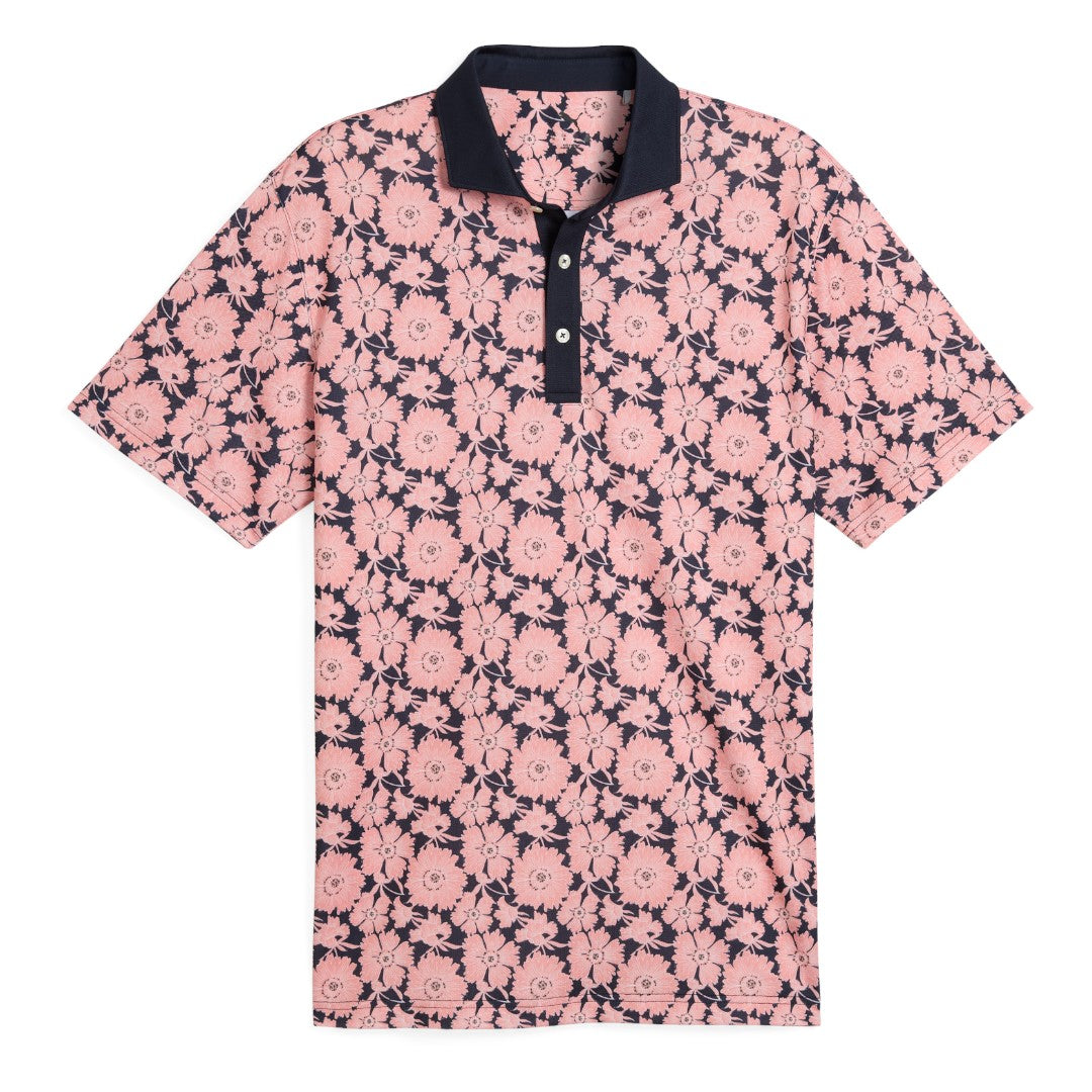 Puma Pique Flower Fields Golf Polo Shirt 628839 Pink Fruit/Deep