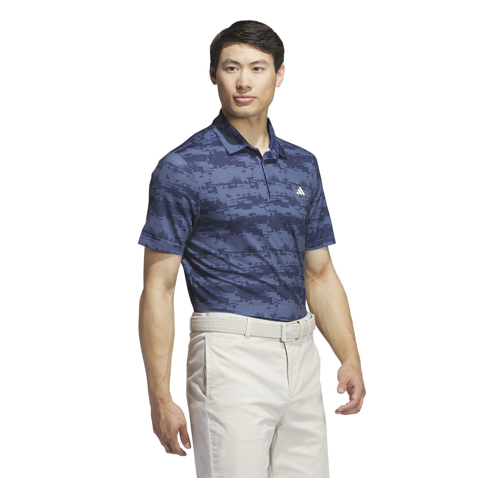 adidas 2-Colour Stripe Golf Polo Shirt HR8009 Blue Fusion/Preloved