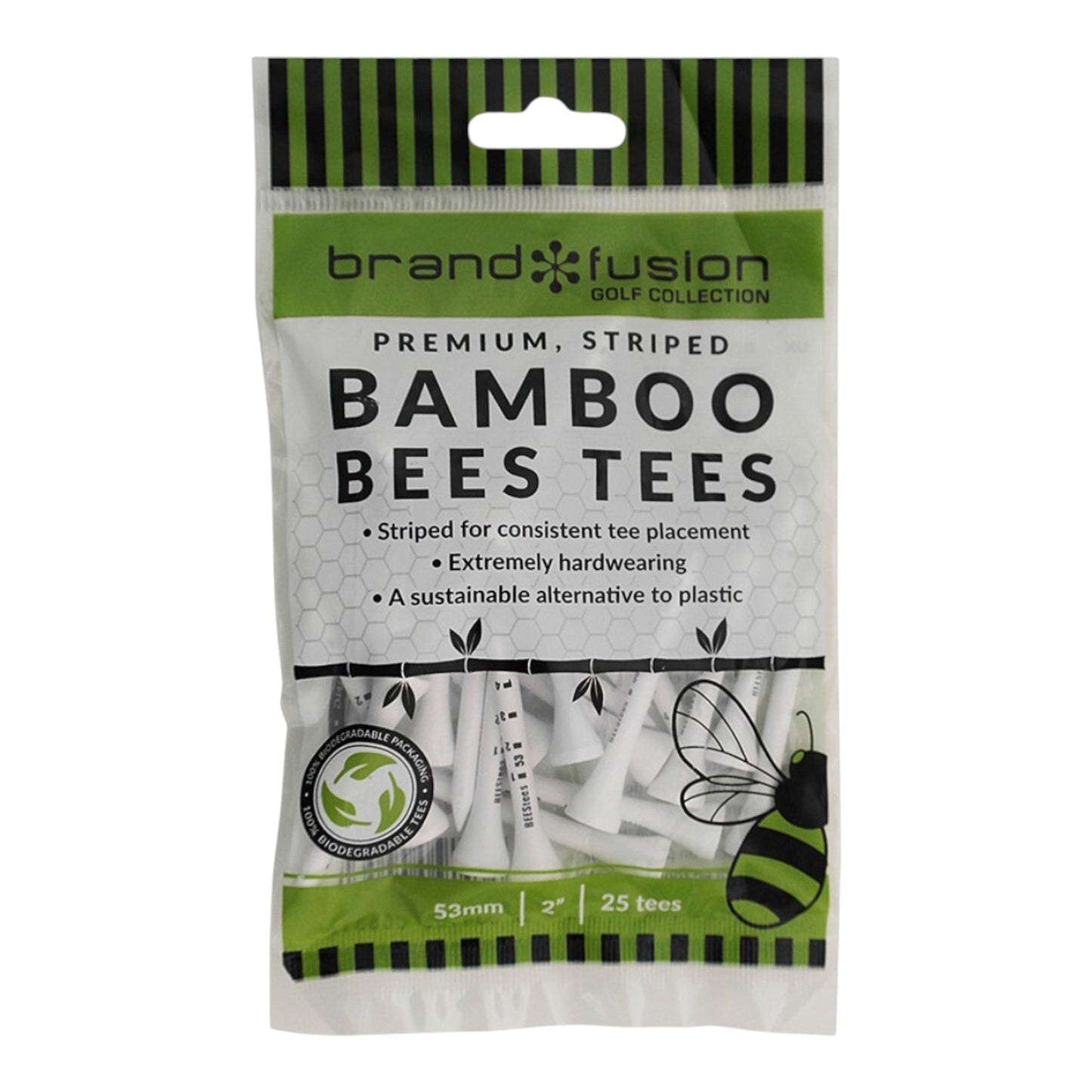 Brand Fusion Bamboo Bees Tees 53mm Golf Tees- 25 Pack