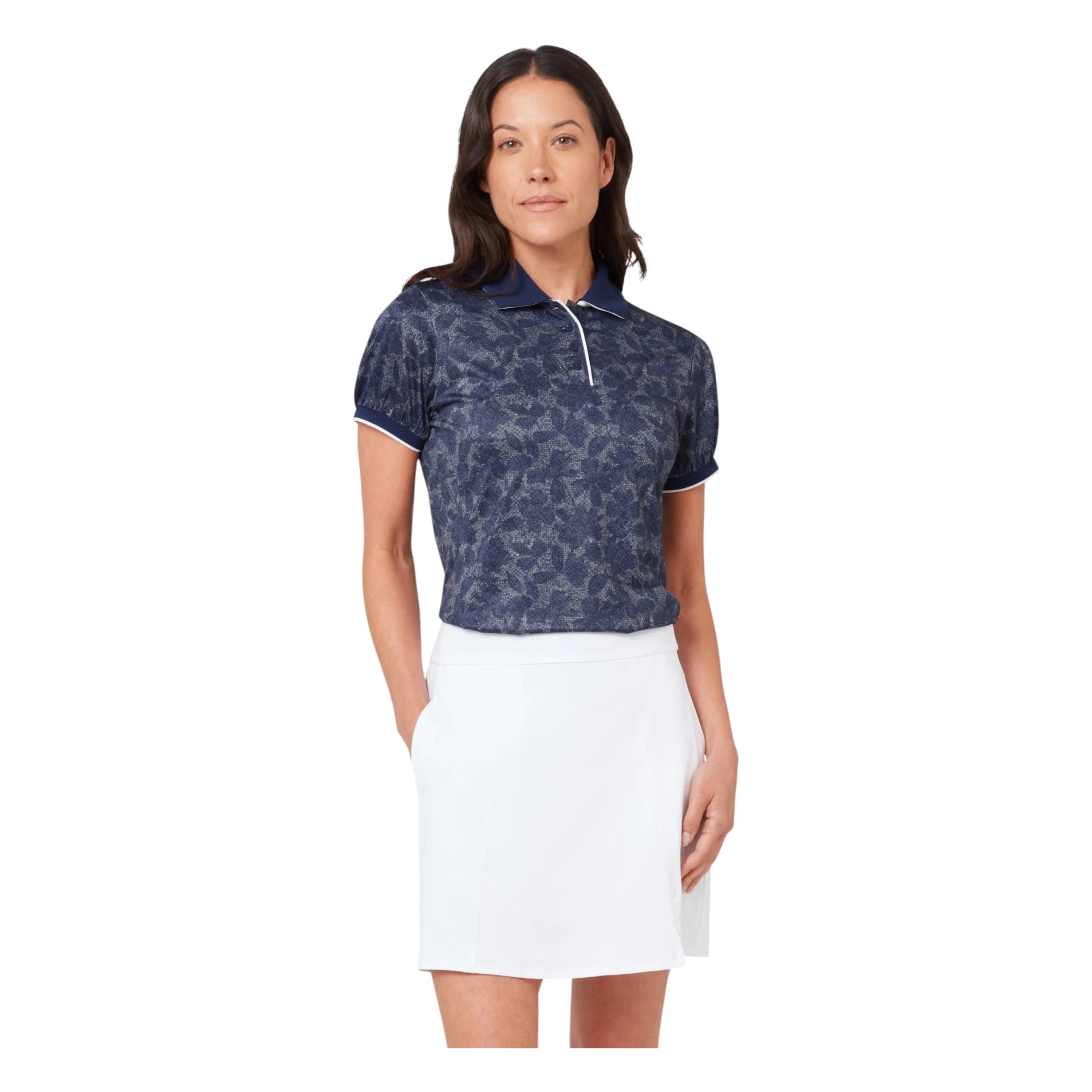 Ladies Callaway Rib Trim Printed Golf Polo Shirt CGKFG085