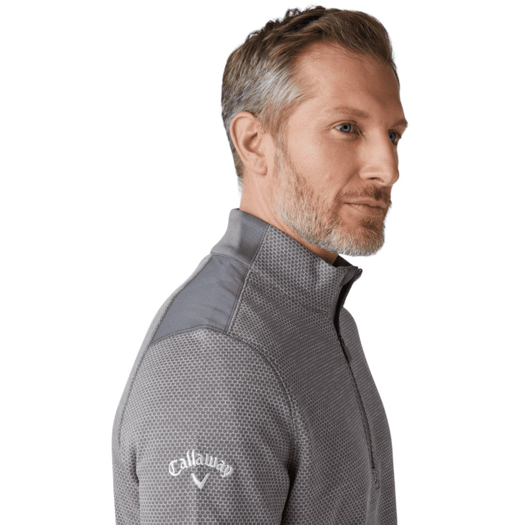 Callaway Hex Textured 1/4-Zip Golf Fleece CGKFD040 | Grey