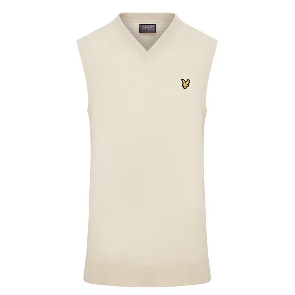 Lyle & Scott Merino Blend Knitted V-Neck Golf Vest KN2260G Sesame