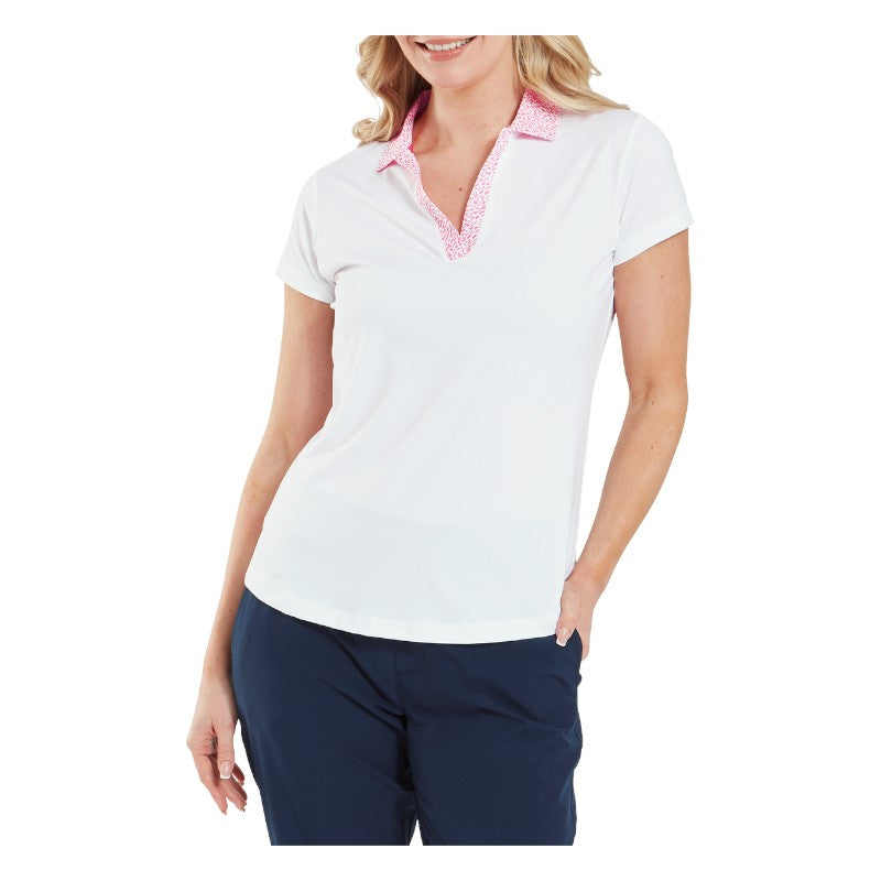FootJoy Cap Sleeve Print Trim Lisle Golf Polo 34162