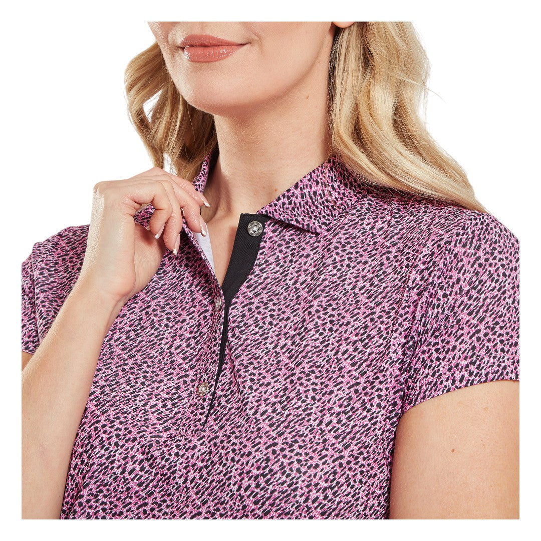 FootJoy Animal Print Cap Sleeve Lisle Golf Polo Shirt 34169