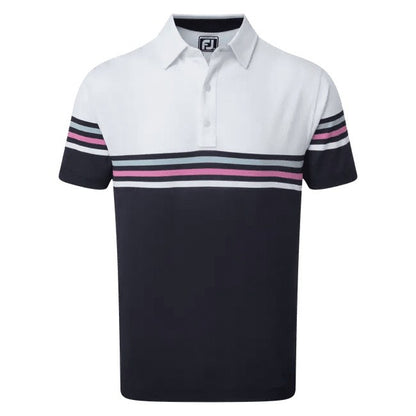 Footjoy Pique Stripe Coloured Block Golf Polo Shirt