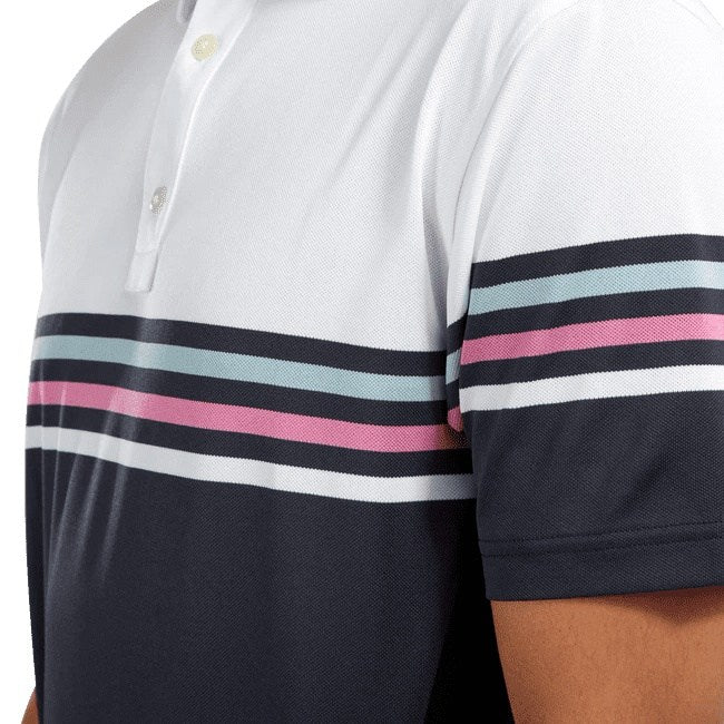 Footjoy Pique Stripe Coloured Block Golf Polo Shirt 90365