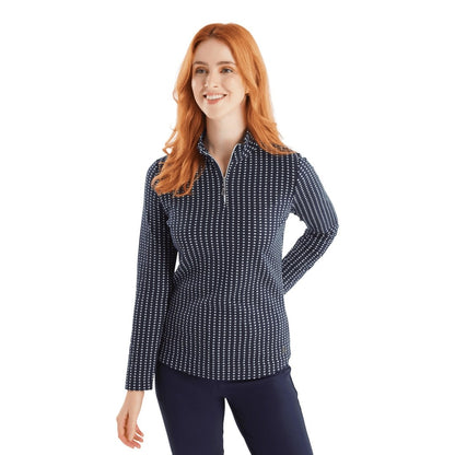 Green Lamb Ladies Kit Jacquard Zip Neck Golf Top AG23986