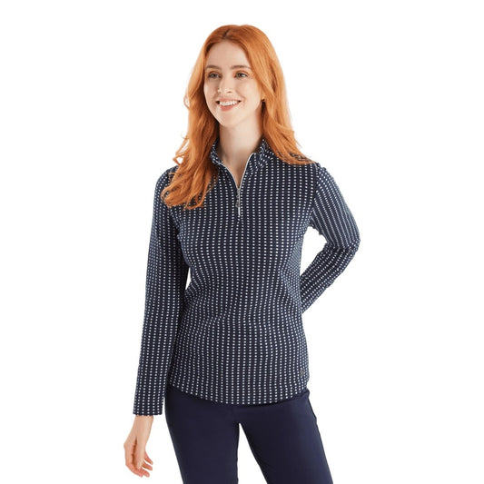 Green Lamb Ladies Kit Jacquard Zip Neck Golf Top AG23986