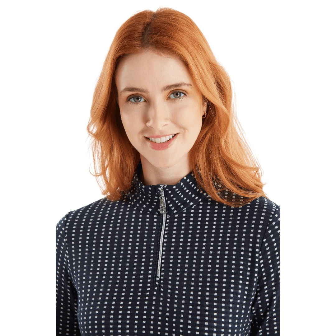 Green Lamb Ladies Kit Jacquard Zip Neck Golf Top AG23986