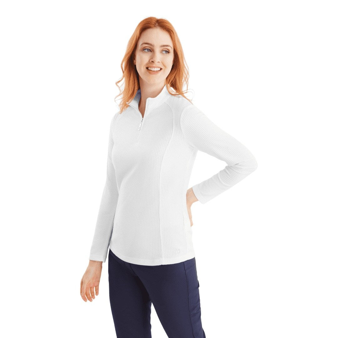 Green Lamb Ladies Kitty Waffle Zip Neck Golf Top AG23985