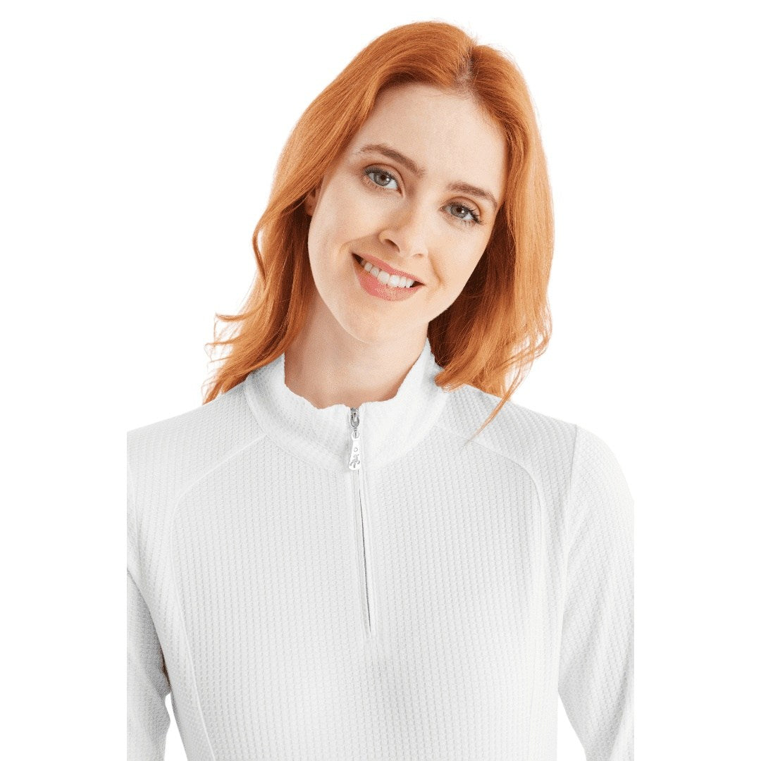 Green Lamb Ladies Kitty Waffle Zip Neck Golf Top AG23985