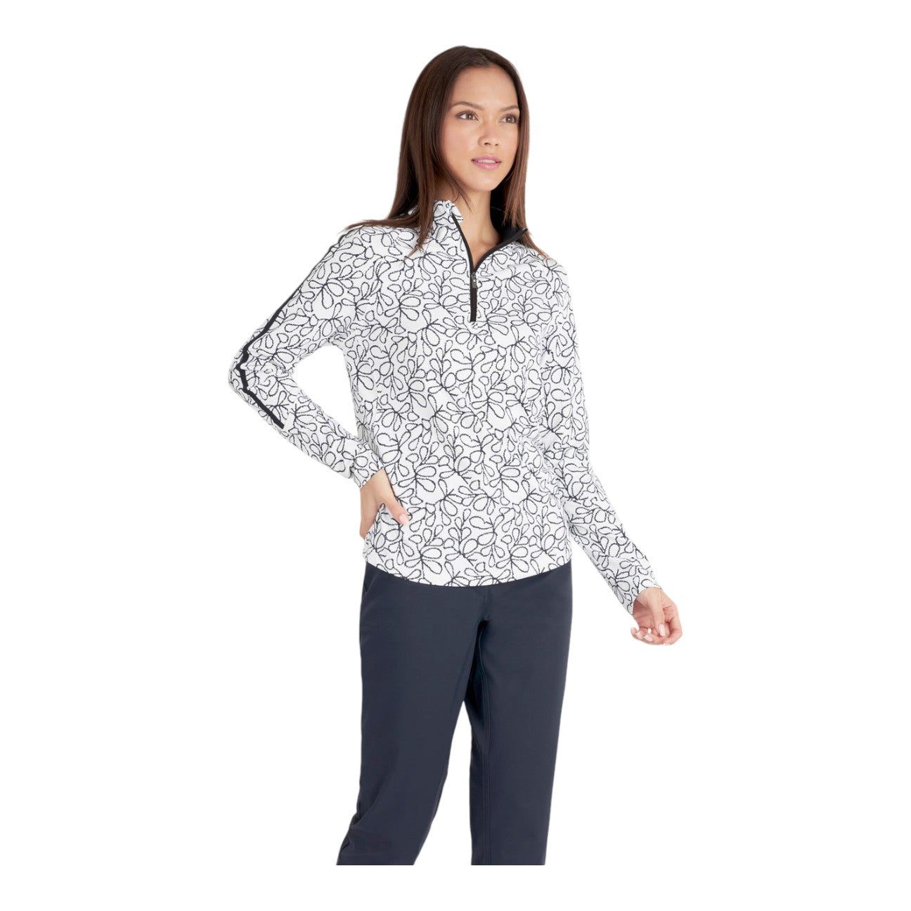 Green Lamb Ladies Mae Printed 1/2 Zip Golf Top AG24046