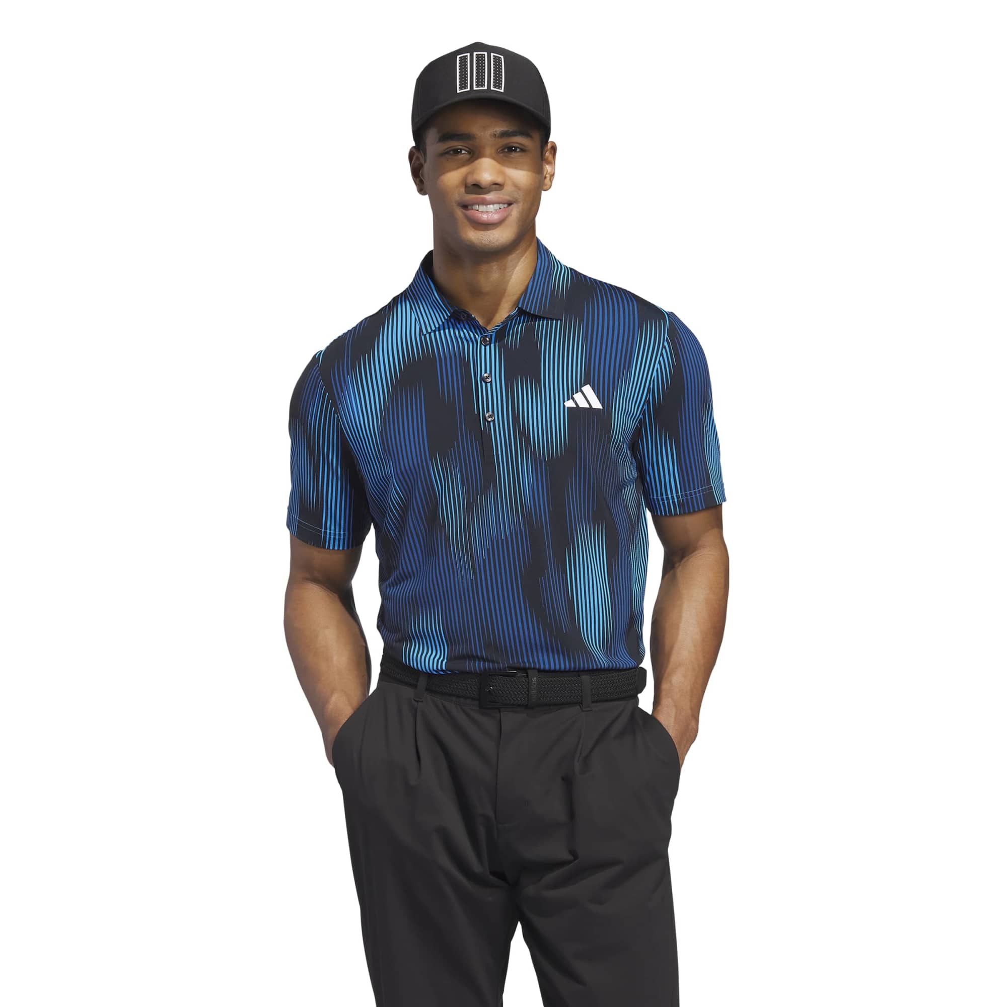 adidas Tour Printed Mesh Golf Polo Shirt JN9143 Wonder Blue/White