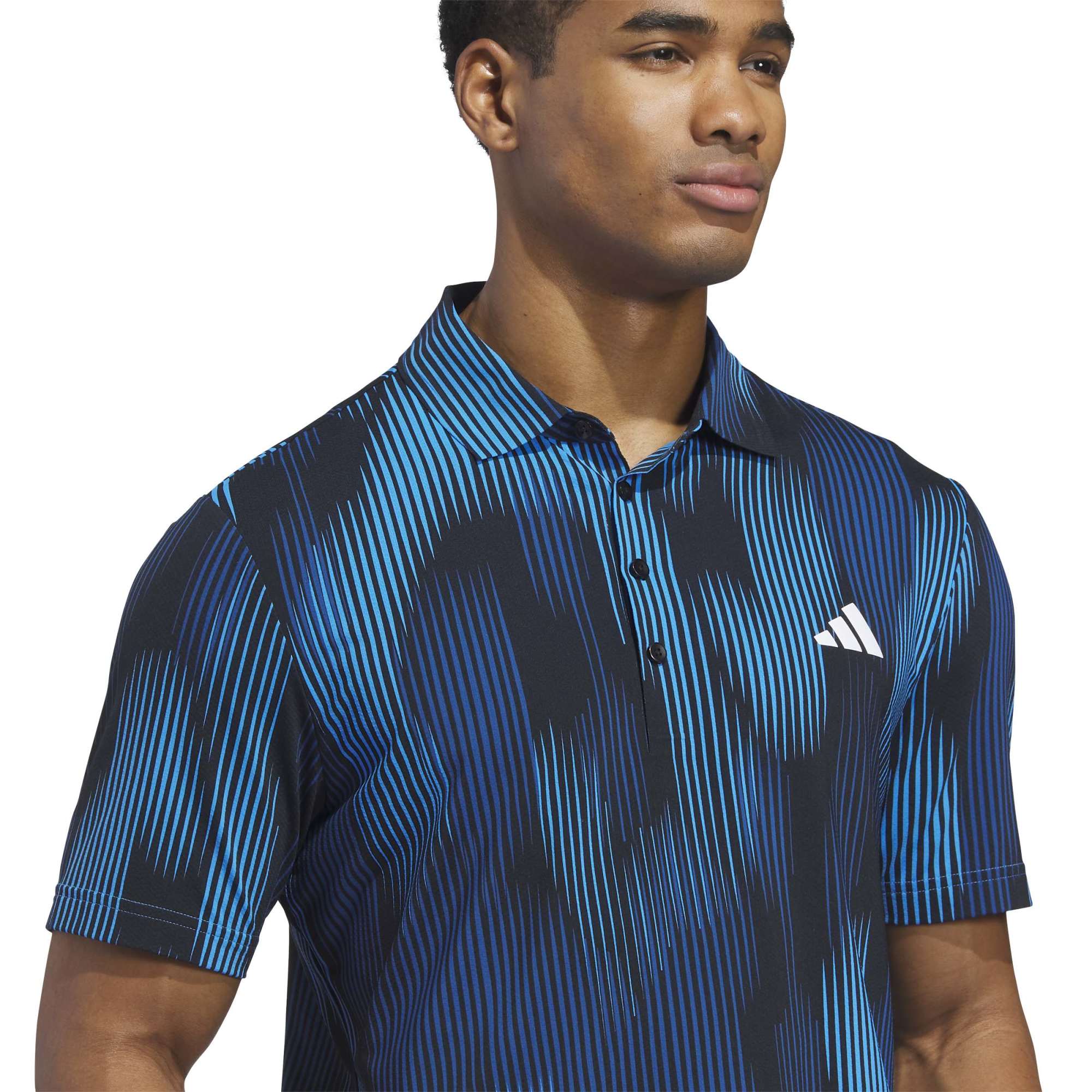 adidas Tour Printed Mesh Golf Polo Shirt JN9143 Wonder Blue/White