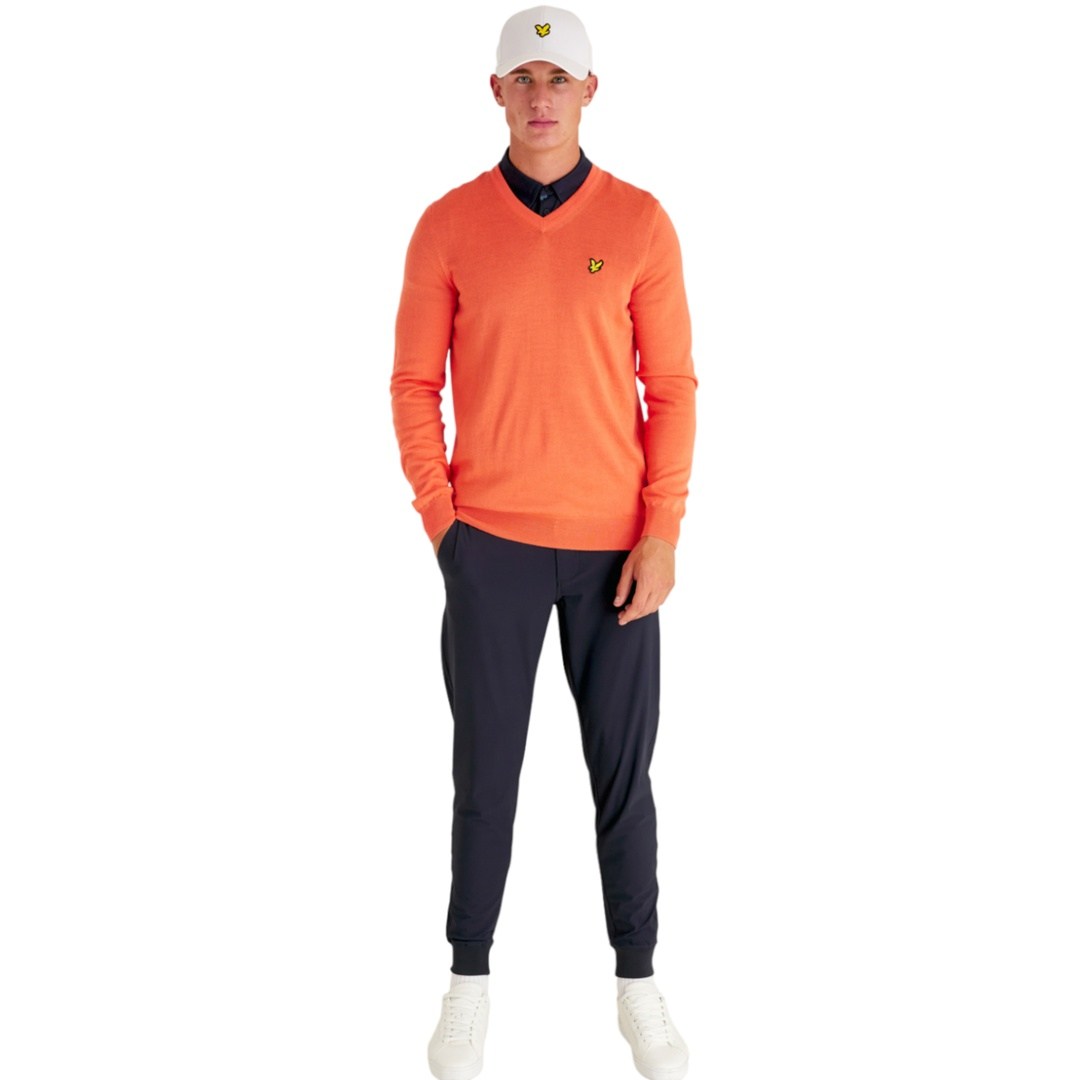 Lyle & Scott V Neck Golf Mid Layer KN1040G | Orange – Clarkes Golf