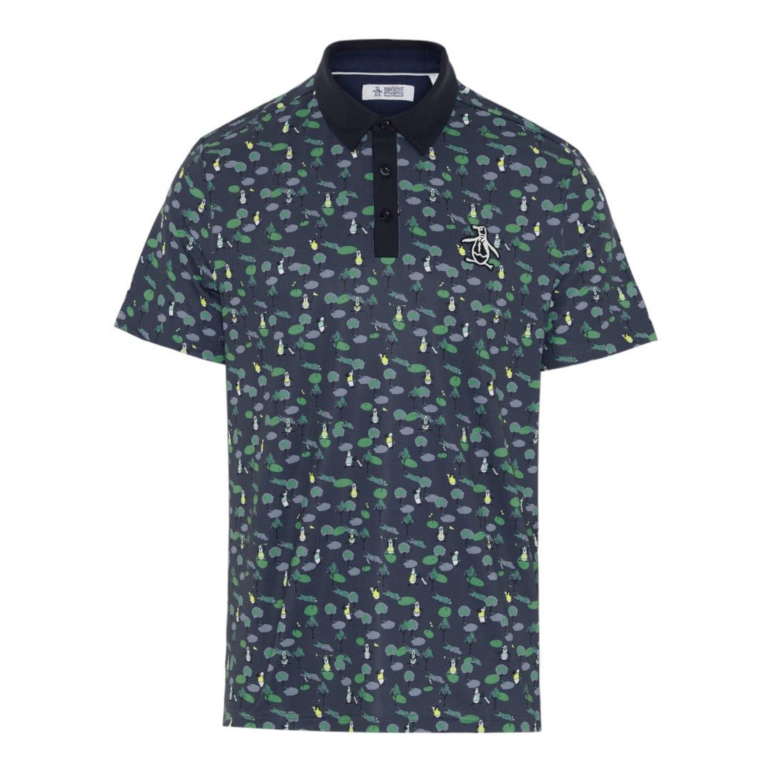 Original Penguin Pete N The Course Print Golf Polo Shirt OGKSE007