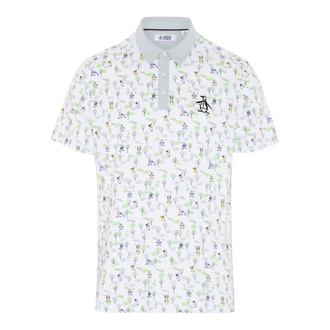 Original Penguin Pete N The Course Print Golf Polo Shirt OGKSE007