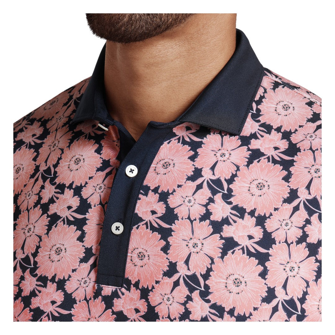 Puma Pique Flower Fields Golf Polo Shirt 628839 Pink Fruit/Deep