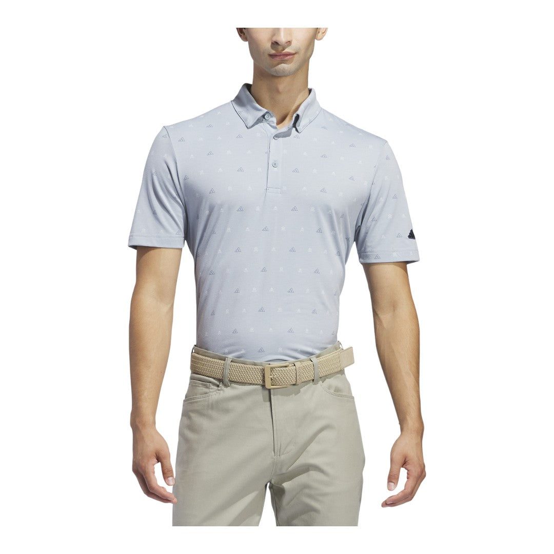 adidas Golf Go-To Mini-Crest Print Golf Polo Shirt IS7332
