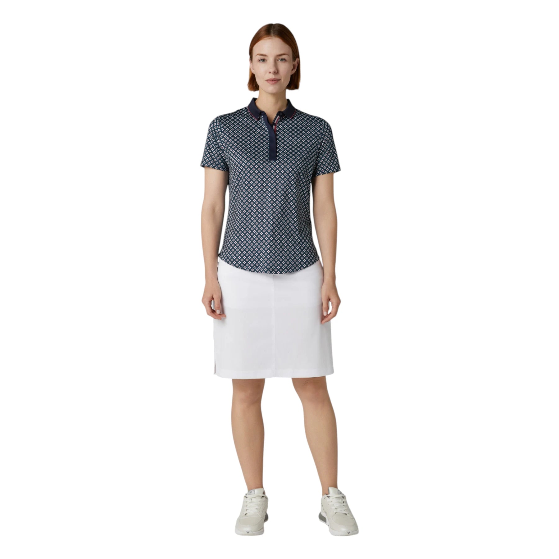 Callaway Ladies Mini Geo Floral SS Golf Polo Shirt CGKFF0J3
