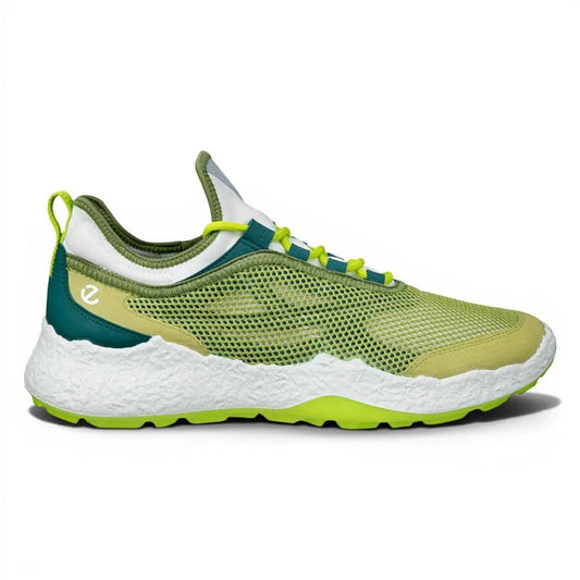 Clarkes Golf Ecco Biom H5 Textile Golf Shoes in lime green and white with a spikeless sole.