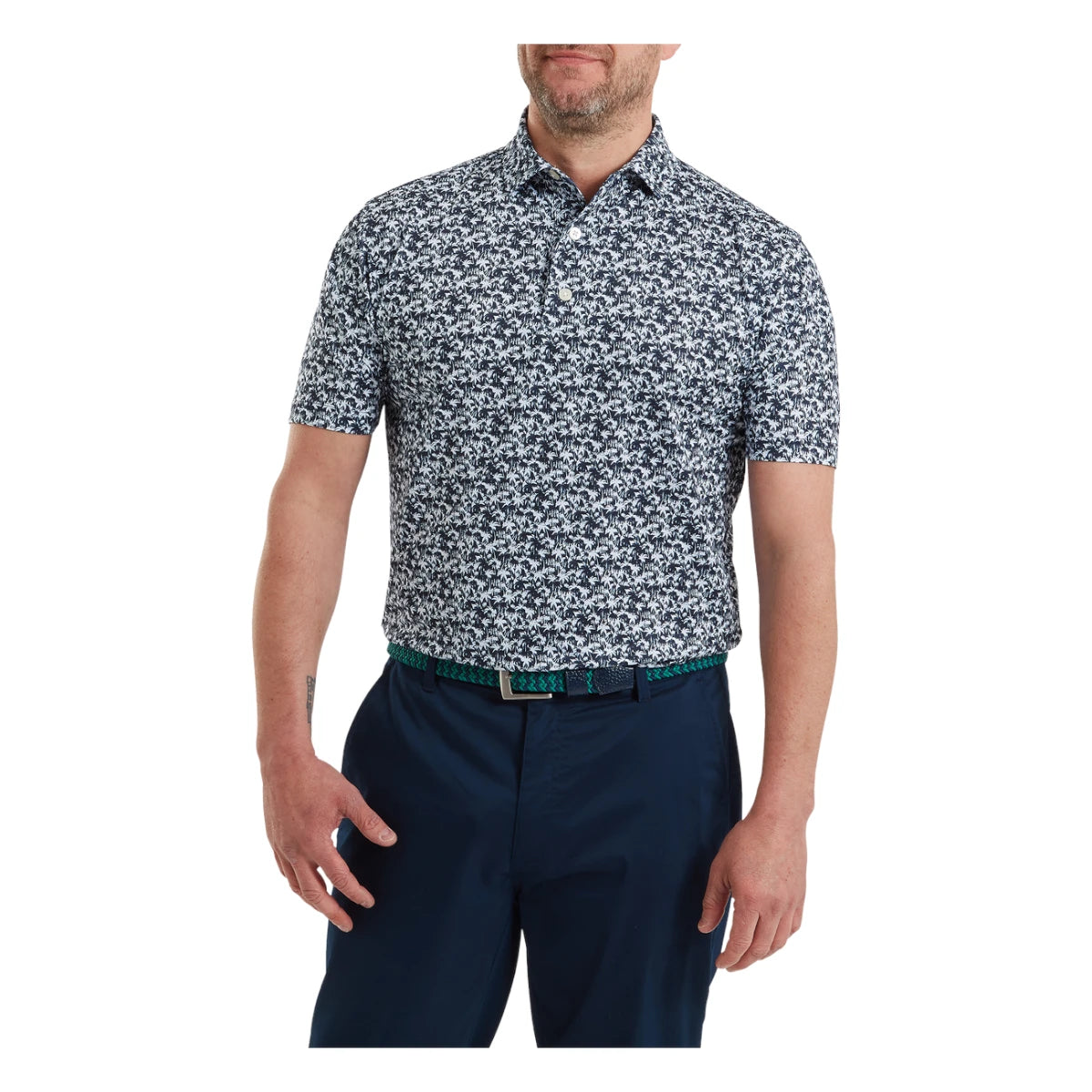 Footjoy Hidden Palm Print Lisle Golf Polo Shirt 39244