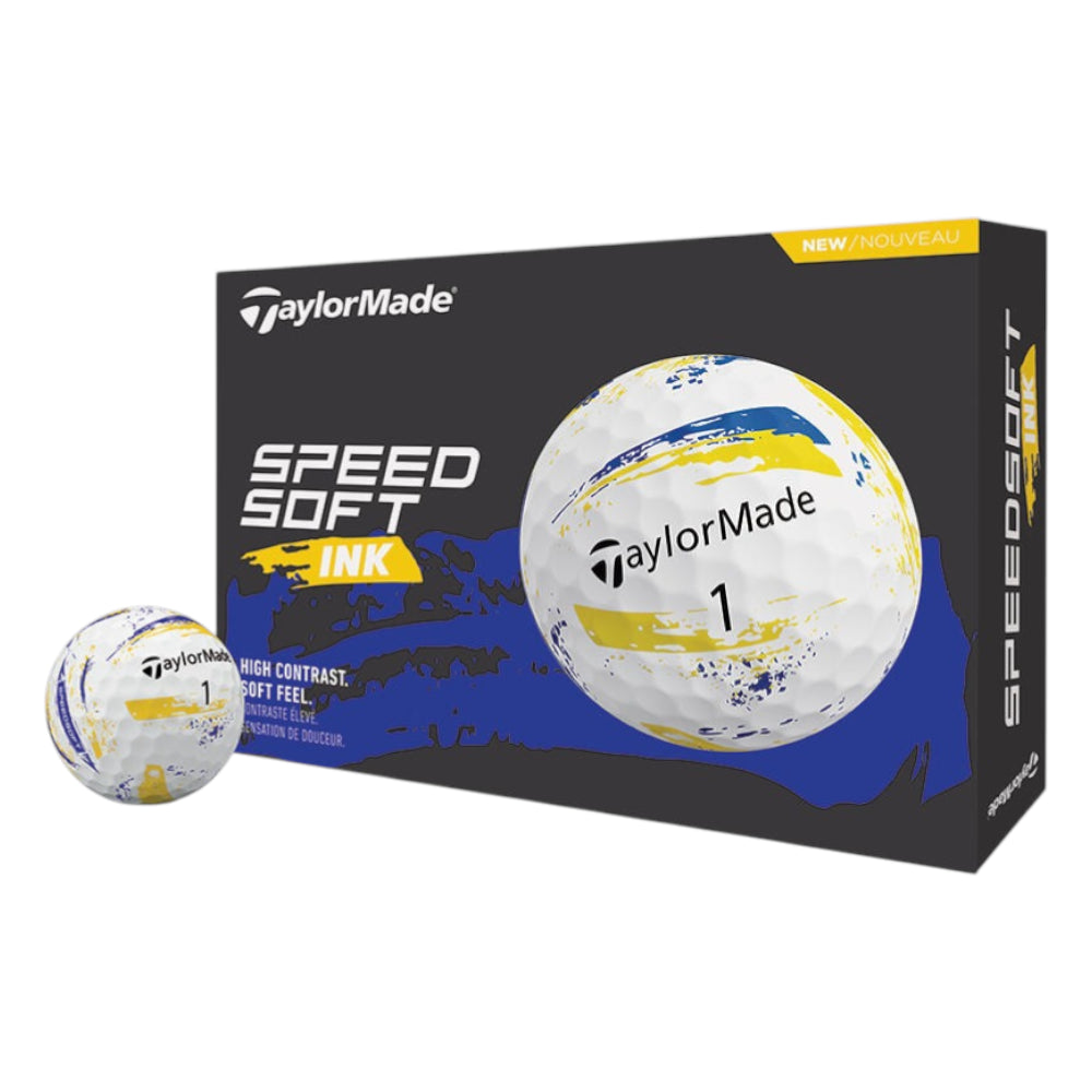 TaylorMade 2026 Speed Soft Ink Golf Balls | Yellow/Blue