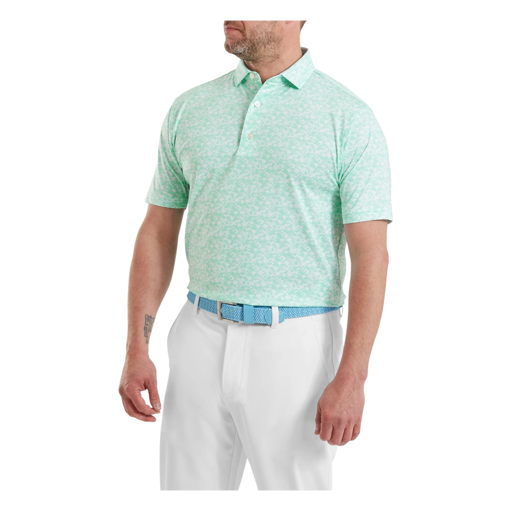 Footjoy Hidden Palm Print Lisle Golf Polo Shirt 39243