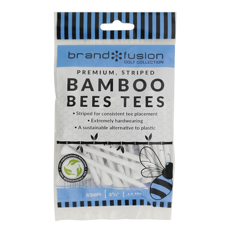 Brand Fusion BeesTees 83mm Striped Bamboo Golf Tees | 15 Pack
