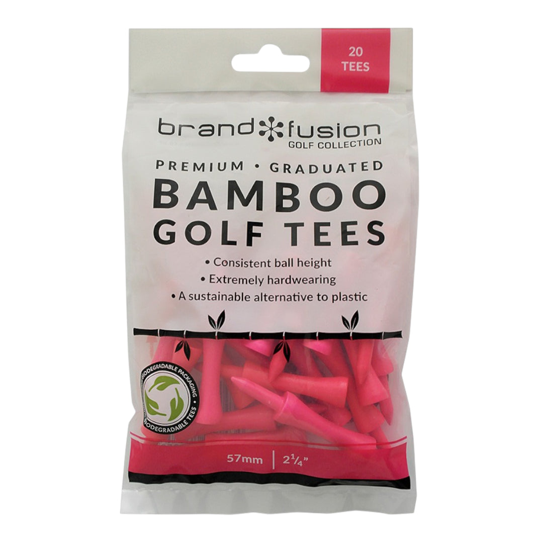 Brand Fusion 57mm Premium Graduated Bamboo Golf Tees | 20 Pack