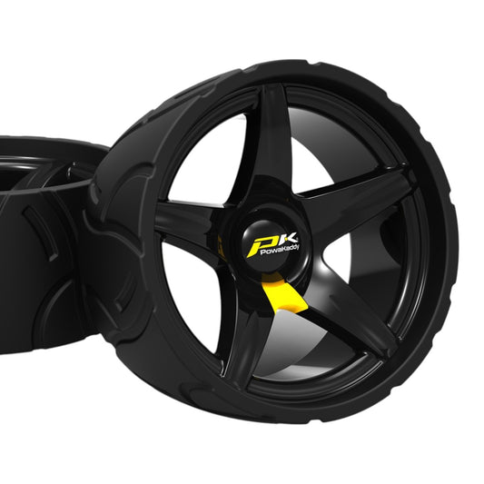 Powakaddy Wide Wheel Sport Golf Trolley Wheels | Black Pair