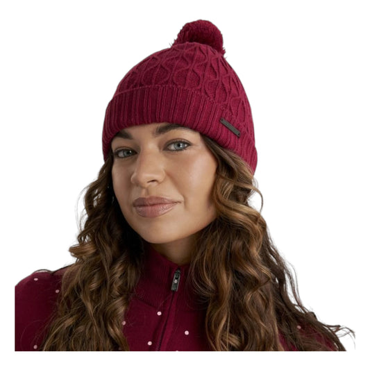 Green Lamb Ladies Fleece Lined Cable Knit Bobble Hat AG24059