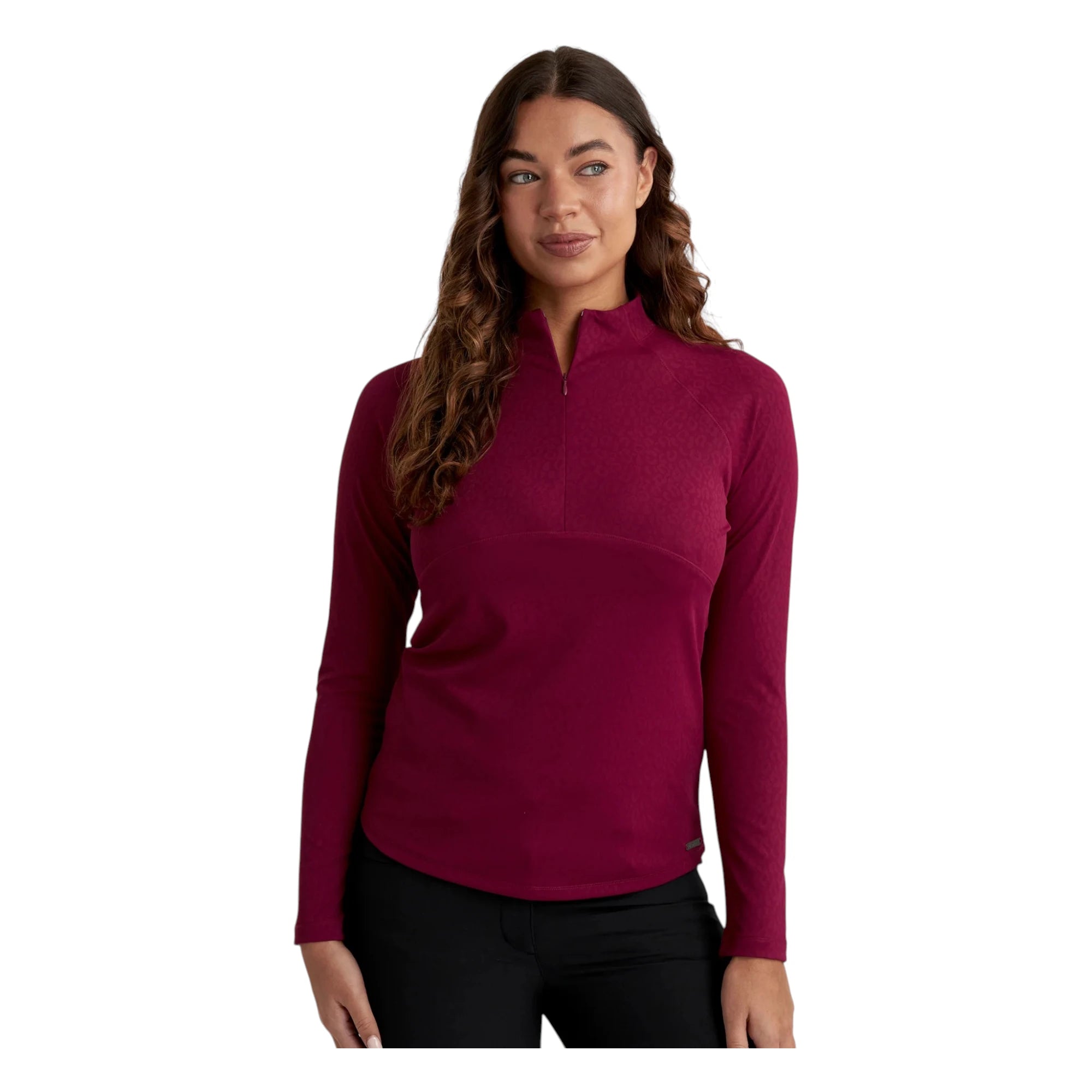 Green Lamb Ladies Lightweight Jacquard 1/4 Zip Golf Midlayer AG25094