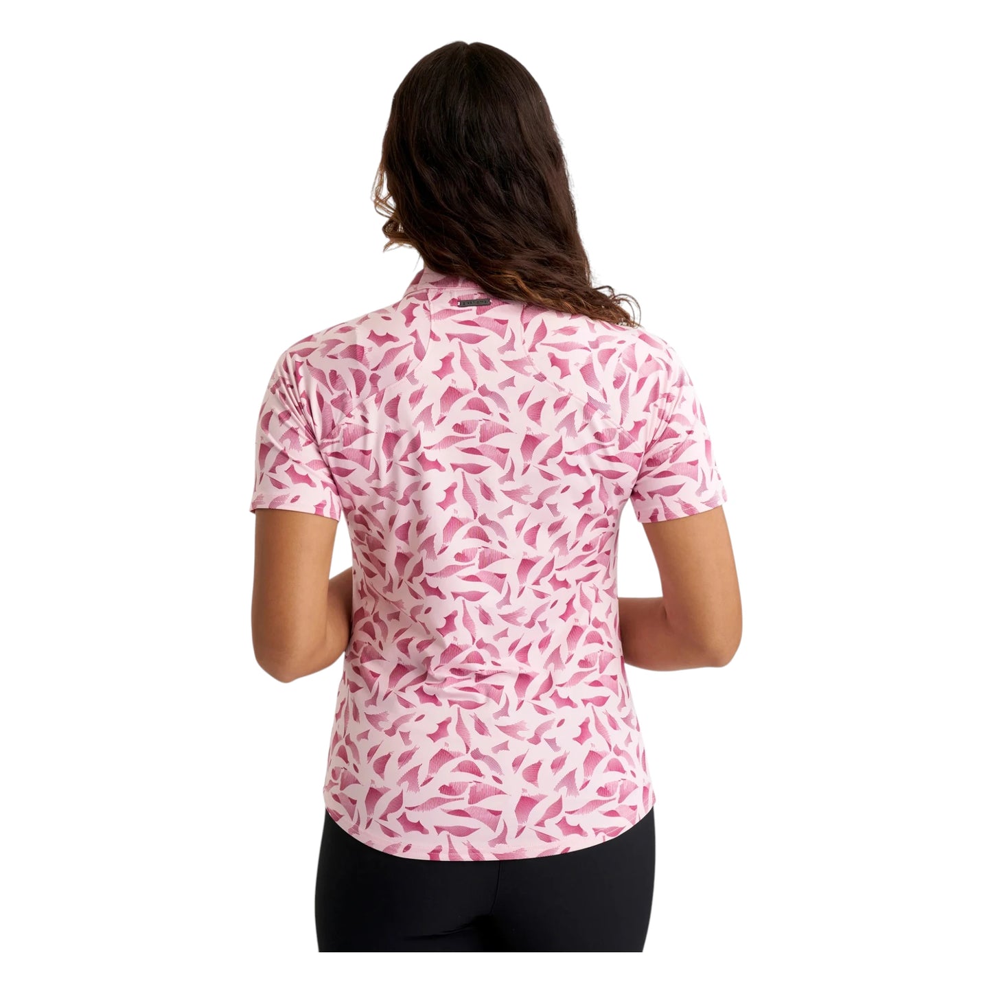 Green Lamb Ladies Abstract Linear Print Golf Polo Shirt AG25090