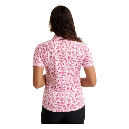 Green Lamb Ladies Abstract Linear Print Golf Polo Shirt AG25090
