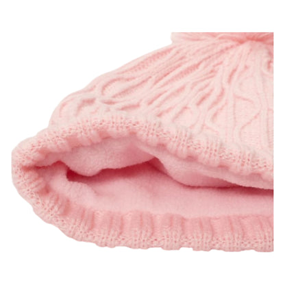 Green Lamb Ladies Fleece Lined Cable Knit Bobble Hat AG24059