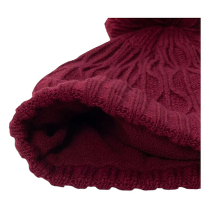Green Lamb Ladies Fleece Lined Cable Knit Bobble Hat AG24059