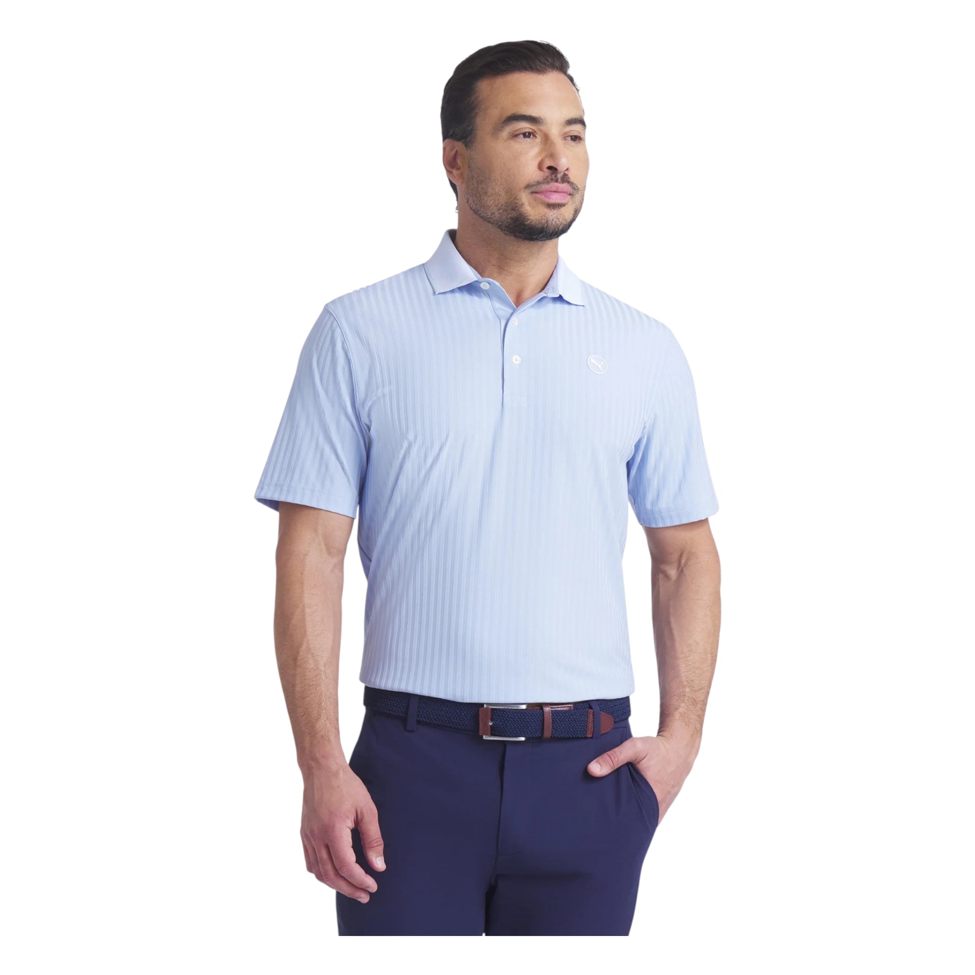 Puma MATTR Stripe Jacquard Golf Polo Shirt 633022 Haute Tropic