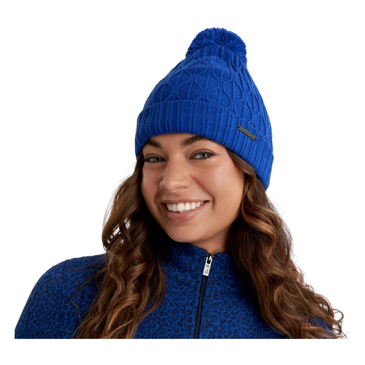 Green Lamb Ladies Fleece Lined Cable Knit Bobble Hat AG24059